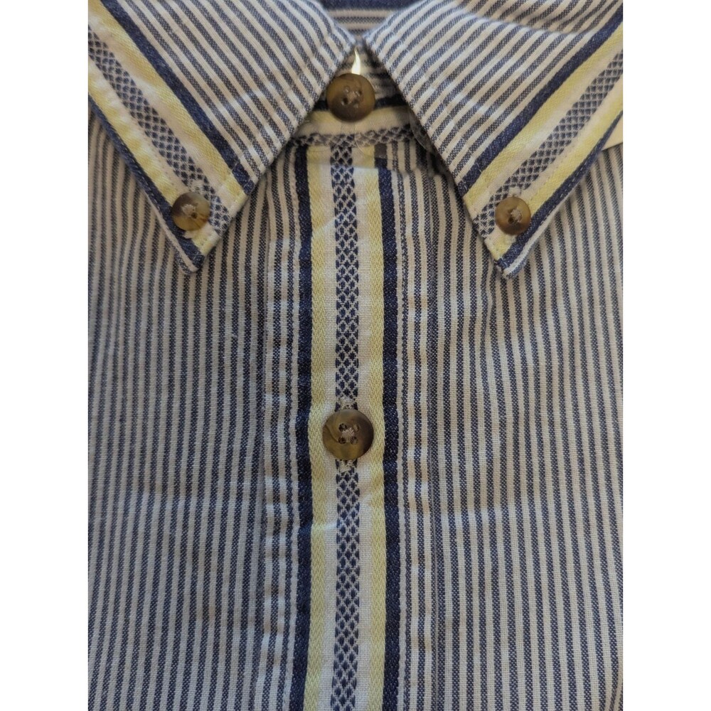 Preswick & Moore Short Sleeve Shirt Mens XL Cotton Blue Stripe New